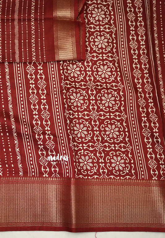 Nila vasundra printed silk Maroon