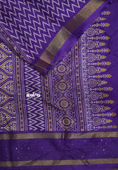 Purple - Sequence border printed silk zigzag prints - Nila