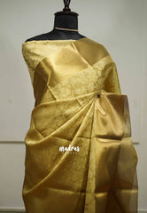 Ahaana -  Nita Ambani inspired semi silk with emboss weaving plain border - Pure gold