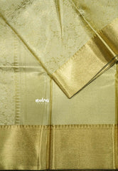 Pure Gold - Ahaana -  Nita Ambani inspired semi silk with floral emboss weaving plain border