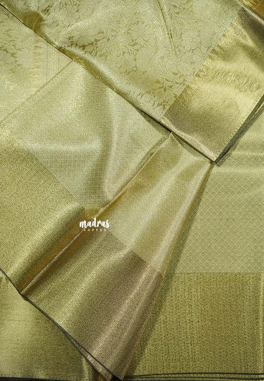 Pure Gold - Ahaana -  Nita Ambani inspired semi silk with floral emboss weaving plain border