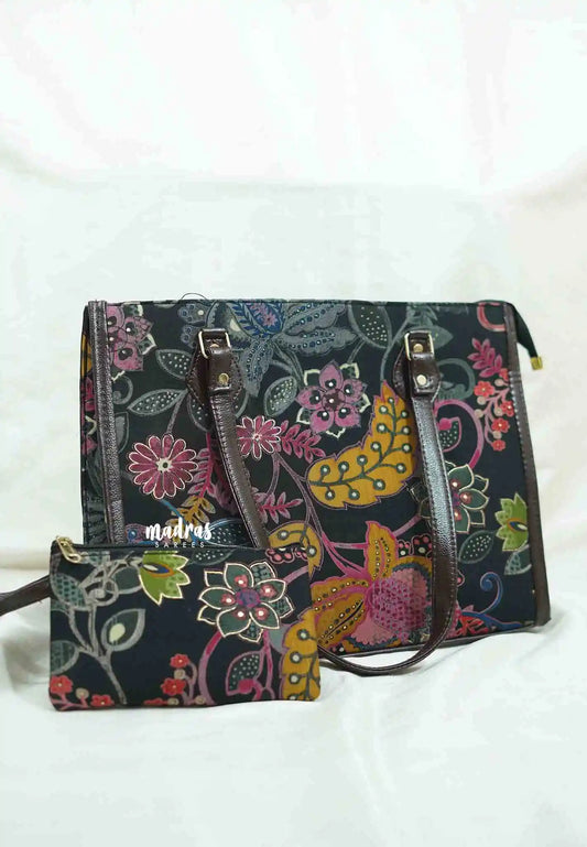 Office Tote hand bag with small purse combo  - Floral prints