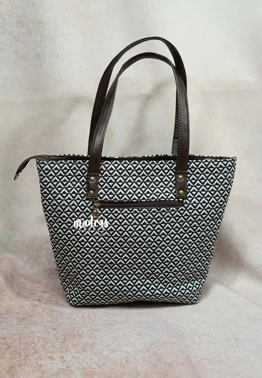Black and white - Jacquard handbag / office bag set of 5 - MS7 Brand