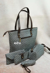 Black and white - Jacquard handbag / office bag set of 5 - MS7 Brand