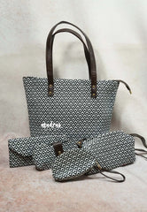 Black and white - Jacquard handbag / office bag set of 5 - MS7 Brand