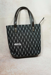Black ikkat - Handbag / office bag set of 5 - MS7 Brand