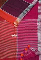 Orange and pink Multicolor - Organic linen big checks with small border
