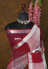 Maroon and White Shades - Organic linen big checks with small border - Perfect for Office Wear