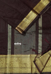 Coffee Brown  - Soft Organza silk with zari border