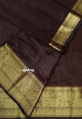 Coffee Brown  - Soft Organza silk with zari border
