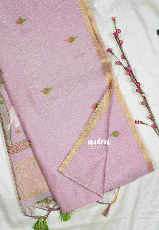 (PRE-BOOKING) Pastel onionpink - Soft Organza silk with pichwai weaving saree and small tissue border