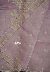 Onion Pink - Organza Silk with Small Floral Embroidery - Best for Engagements / Haldi / Reception