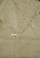 Pastel Sandal - Organza Silk with Small Rose Embroidery - Best for Engagements / Haldi / Reception