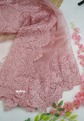 Shreya - Organza saree with silk thread embroidery Baby Pink