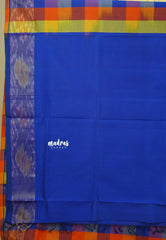 Multichecks Blue pallu - Vaibhogam - Silk Cotton with Kattam Body with pochampalli border  - Paalum Pazhamum - Best for functions
