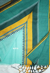 Paavai khadi skirt border - Aqua blue