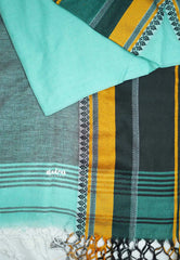 Paavai khadi skirt border - Aqua blue