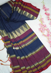 Paavai khadi big border - Navy blue