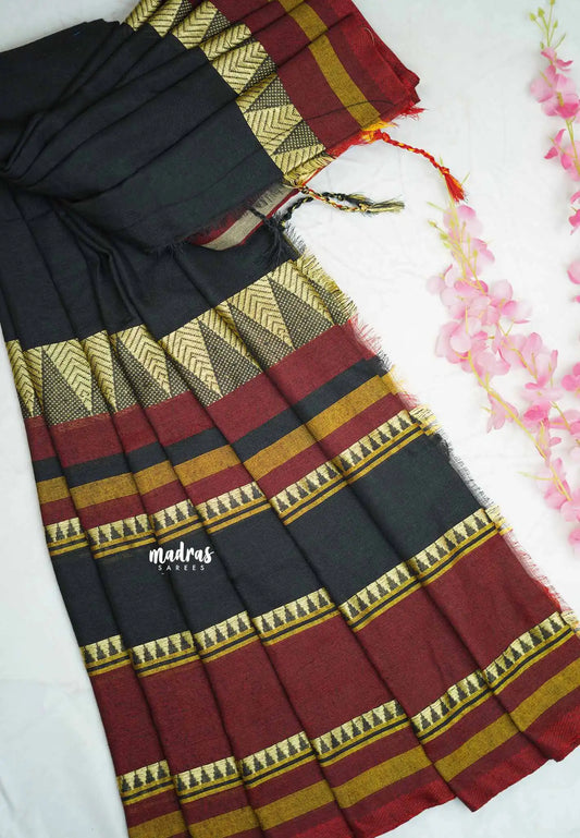 Paavai khadi big border - Black