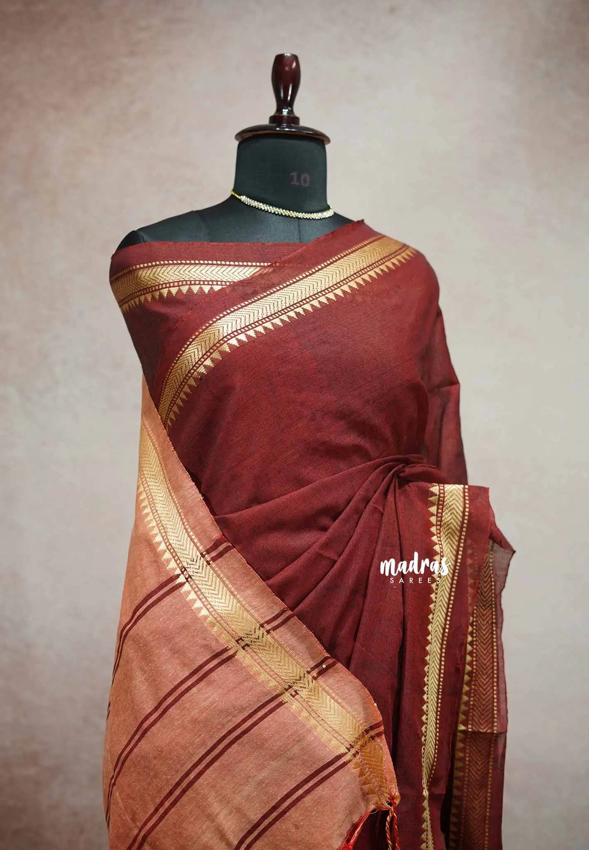 Paavai khadi small border - Deep Maroon