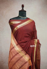 Paavai khadi small border - Deep Maroon