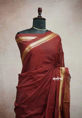 Paavai khadi small border - Deep Maroon