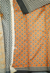 Yamini Paper silk with Ajrakh pallu and blouse - Black with Orange