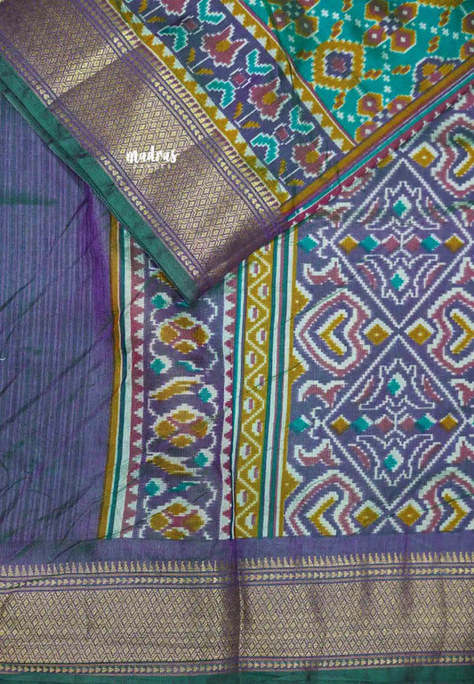 Rathi - Dual shade Semi Mysore silk ikkat prints - Teal green