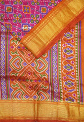 Rathi - Dual shade Semi Mysore silk ikkat prints - Rani pink