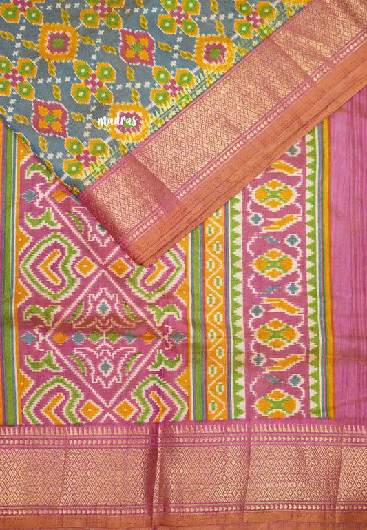 Rathi - Dual shade Semi Mysore silk ikkat prints - Yellow