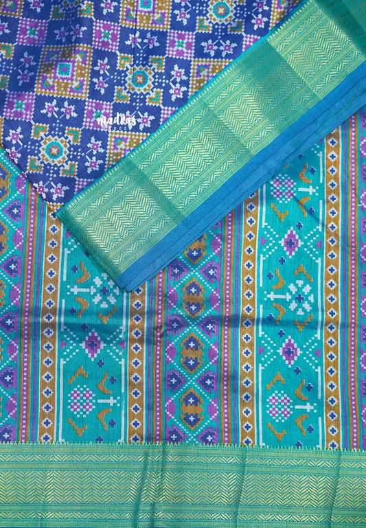 Rathi - Dual shade Semi Mysore silk patola prints - MS Blue