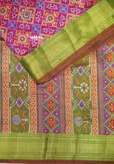 Rathi - Dual shade Semi Mysore silk patola prints - Rani pink