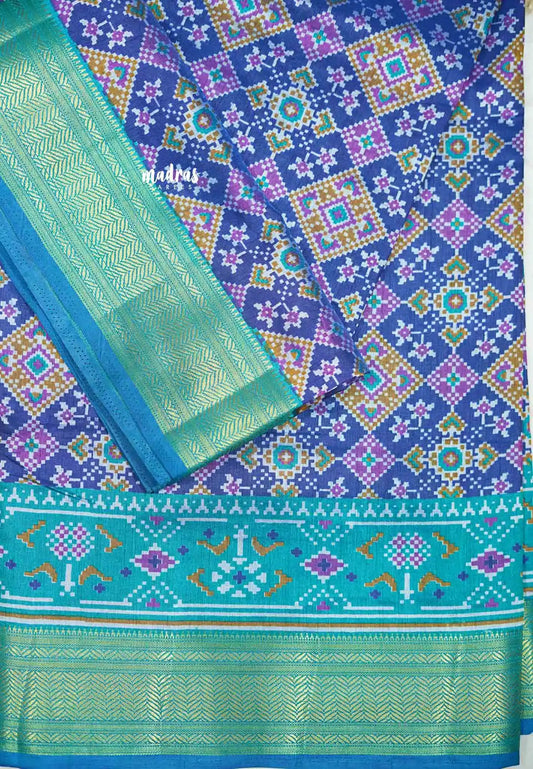 Rathi - Dual shade Semi Mysore silk patola prints - MS Blue