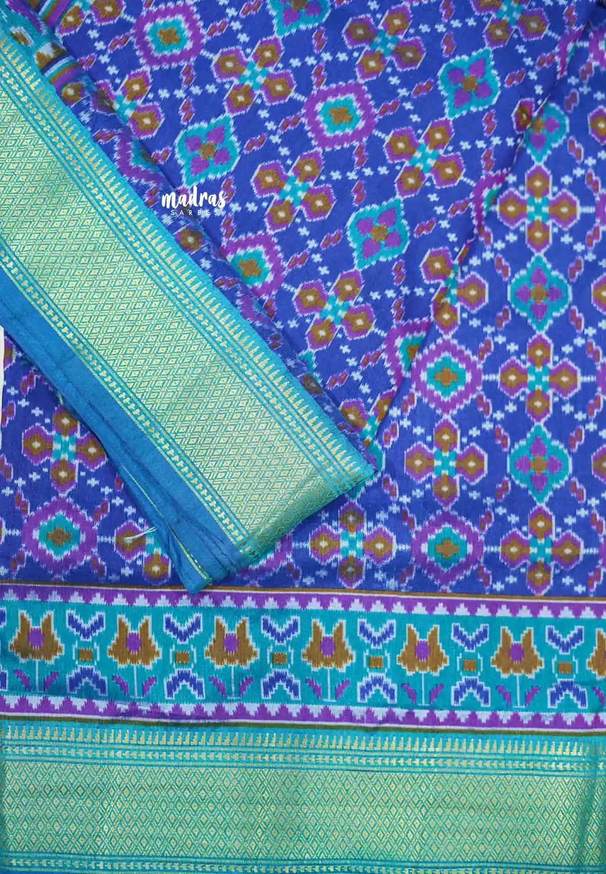 Rathi - Dual shade Semi Mysore silk ikkat prints - MS Blue