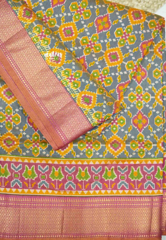 Rathi - Dual shade Semi Mysore silk ikkat prints - Yellow