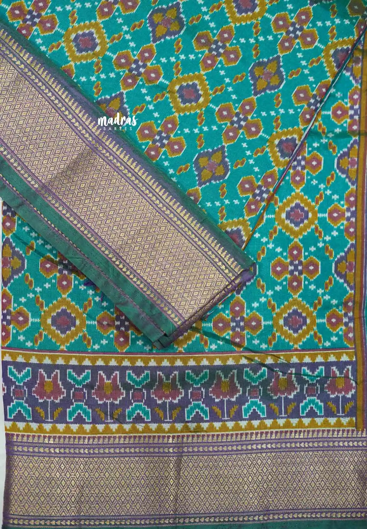 Rathi - Dual shade Semi Mysore silk ikkat prints - Teal green