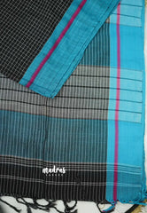 Patteda Anchu saree Black with Ananda blue border