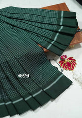 Patteda Anchu saree with self border - Dark green with green blouse