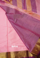 Shalini Plain kota semi silk saree with small border - Neon Pink