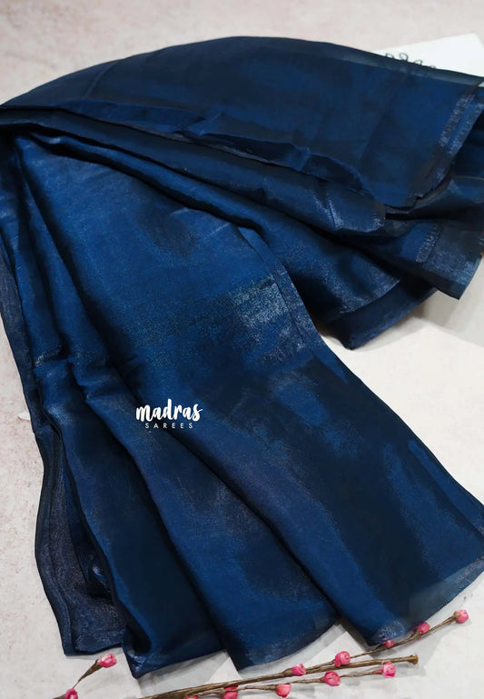 Deep Sapphire Blue - Plain space silk with No Blouse