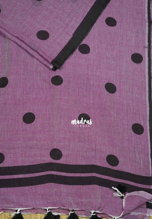 Onion purple - Polka dots soft Khadi saree
