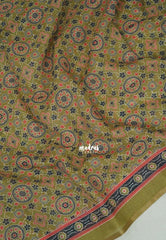 Olive Brown - Pragathi - Linen Cotton Saree with Floral Prints - Best for Office Wear | Casual Wear