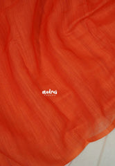 Sunset Orange - Pragathi - Linen Cotton Saree Contrast Pallu - Perfect for Office Wear | Summer wear | Casual Wear