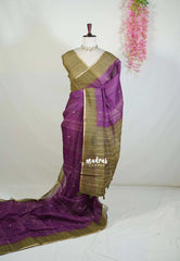 Magenta Purple - Pragathi - Linen Cotton Saree Geometric Motif Prints - Perfect for Office Wear | Summer wear | Casual Wear