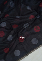Elephant Black - Pragathi - Linen Cotton Saree with Ball Butta Prints - Perfect for Office Wear | Summer wear | Casual Wear