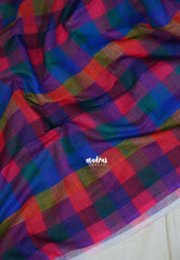 Rainbow Checks - Pragathi - Linen Cotton Saree with Madras Checks - Perfect for Office Wear | Summer wear | Casual Wear