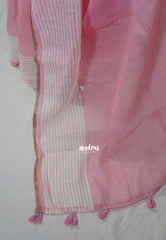 Strawberry Milk Pink - Pragathi - Linen Cotton Saree with Floral Blouse - Perfect for Office Wear | Casual Wear