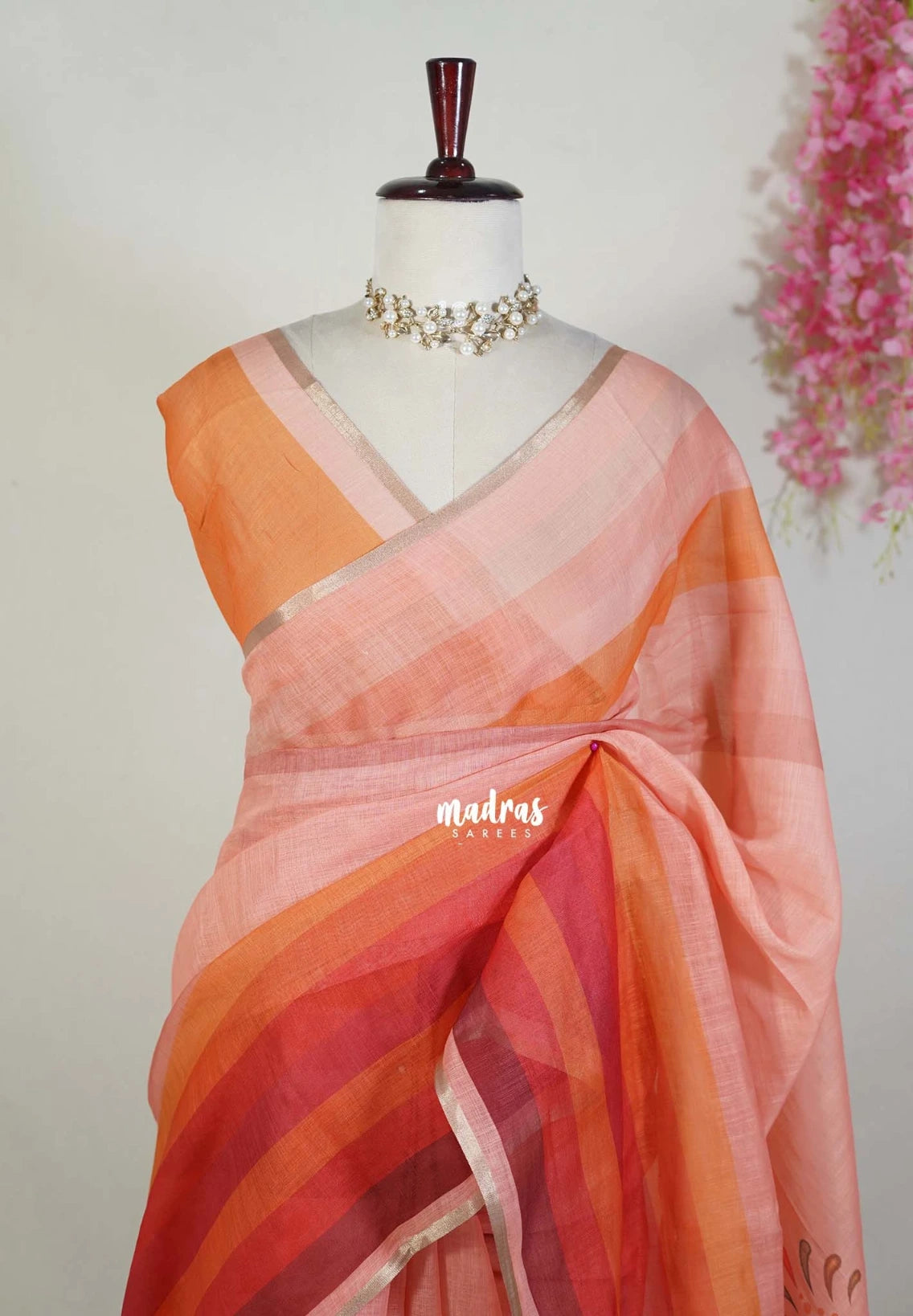 Shades of Orange - Layers Of Life - Pragathi - Linen Cotton Saree with Divine Pallu - Perfect for Office Wear | Casual Wear