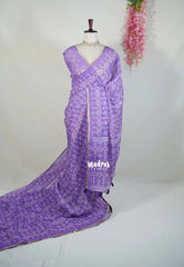 Lavender - Pragathi - Linen Cotton Saree with Geometric Prints - Perfect for Office Wear | Casual Wear