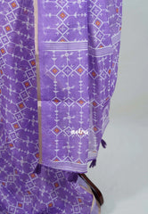 Lavender - Pragathi - Linen Cotton Saree with Geometric Prints - Perfect for Office Wear | Casual Wear